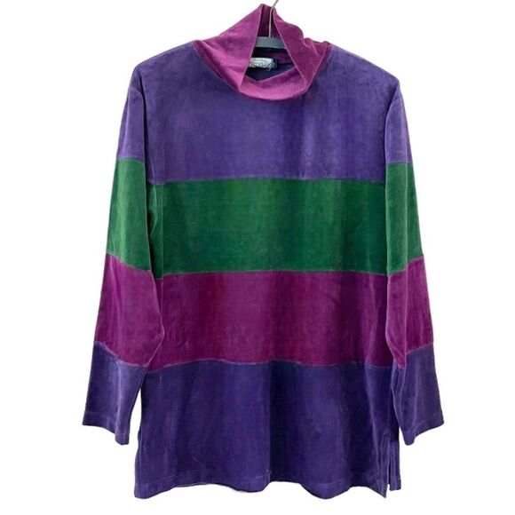 Vintage Tops - Vintage Regatta Sport Striped Velour Top